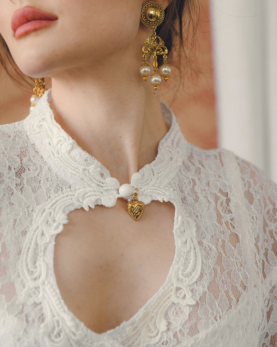 Vintage Lace Dress With Cut-Out Neckline