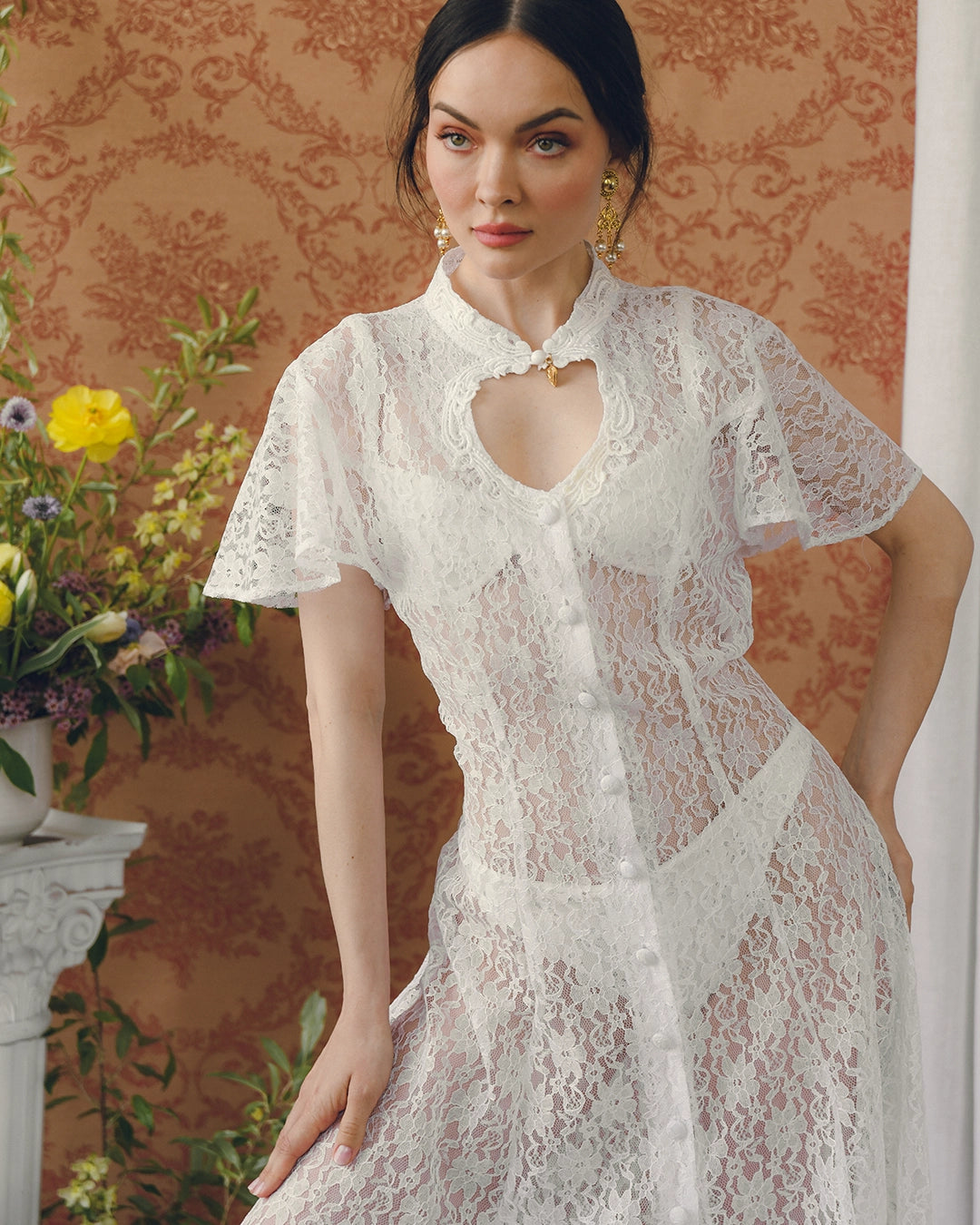 Vintage Lace Dress With Cut-Out Neckline
