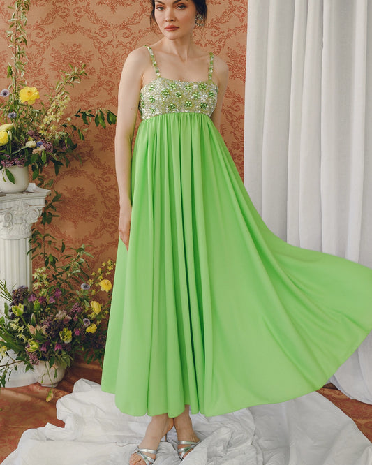 Vintage Lillie Rubin Empire Waist Embellished Gown With Matching Shawl