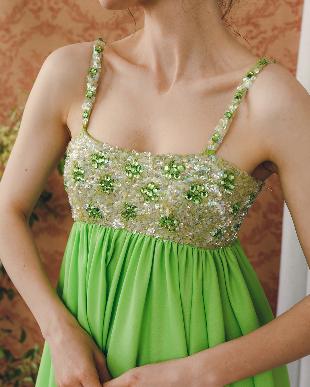 Vintage Lillie Rubin Empire Waist Embellished Gown With Matching Shawl