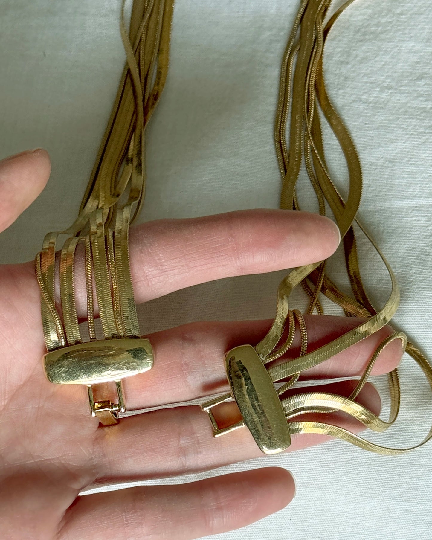 Vintage 1970s Multi-Strand Gold Omega Chain Necklace