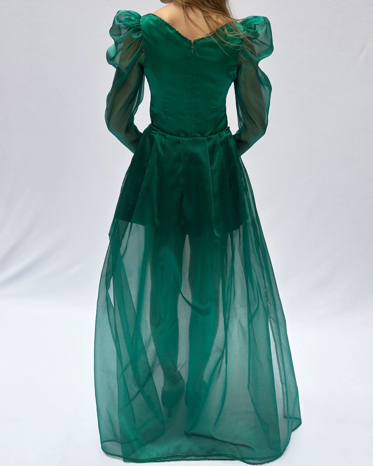 Vintage Organza Minidress With Detachable Skirt Train