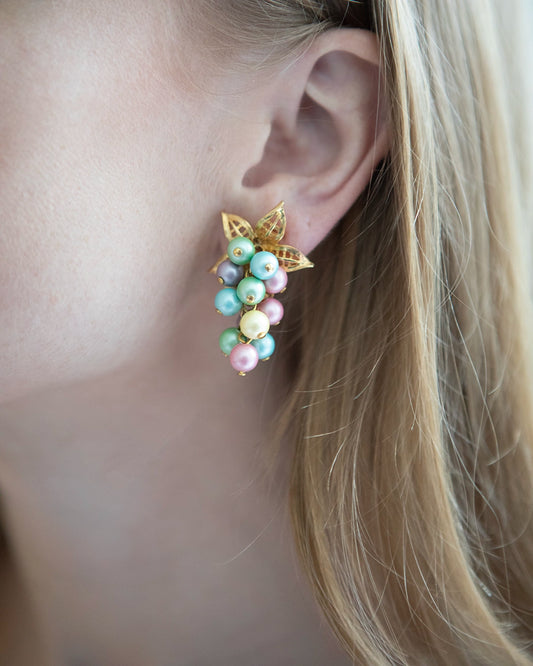 Vintage Pastel Grape Cascade Earrings + Convertible Necklace Set