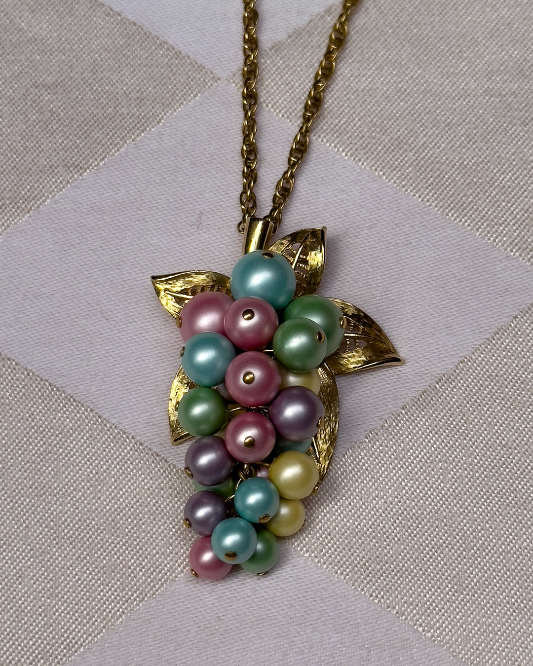 Vintage Pastel Grape Cascade Earrings + Convertible Necklace Set