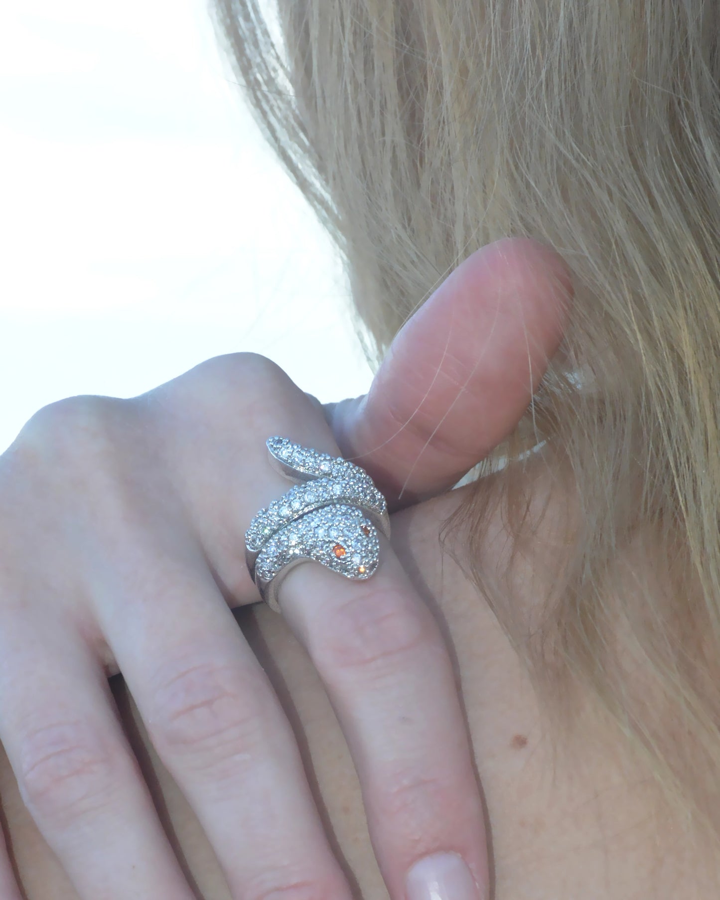 Vintage Pavé Crystal Snake Ring