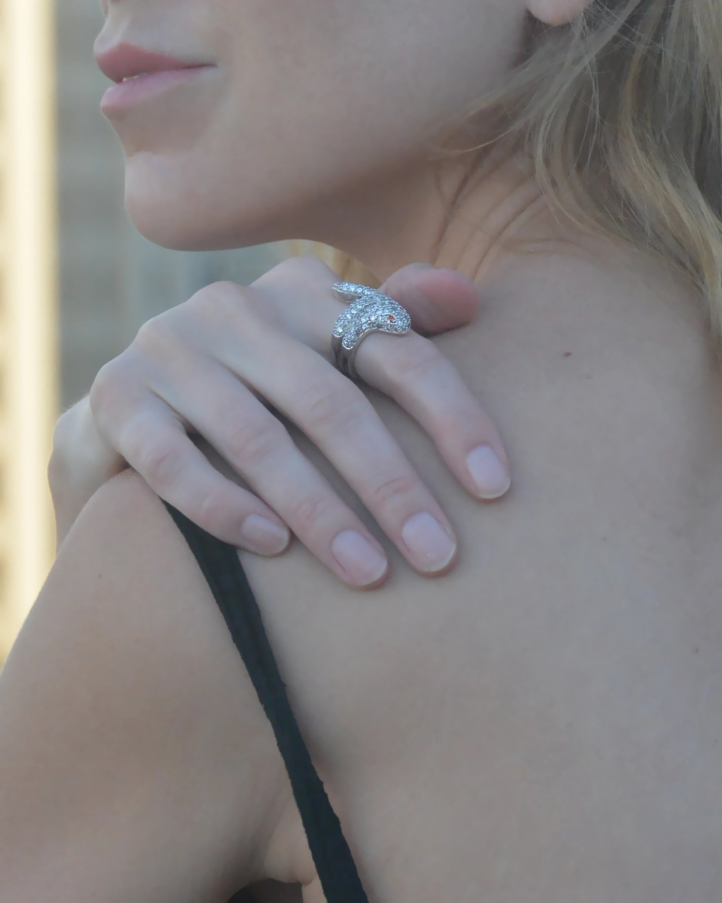 Vintage Pavé Crystal Snake Ring