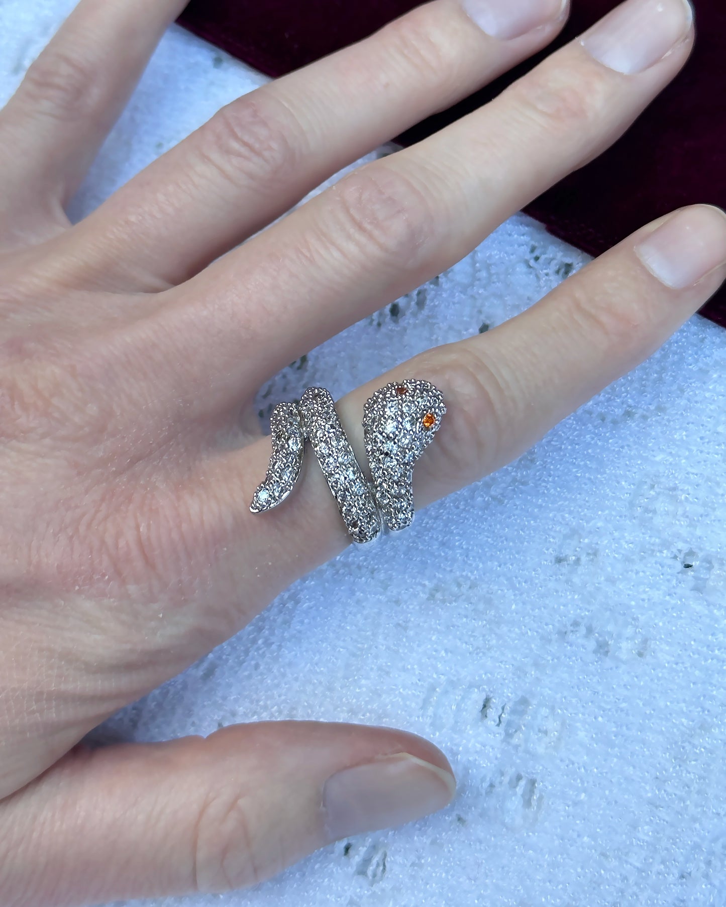 Vintage Pavé Crystal Snake Ring
