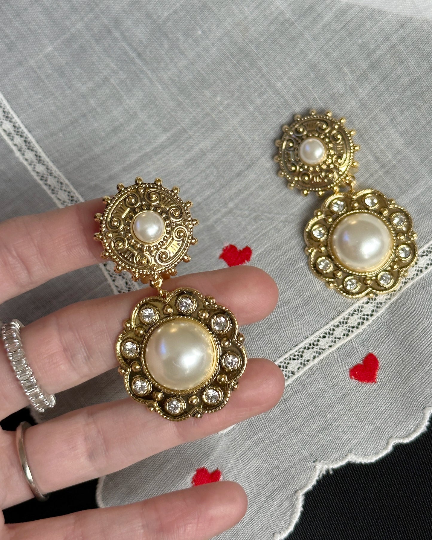 Vintage Pearl-Set Baroque Drop Earrings