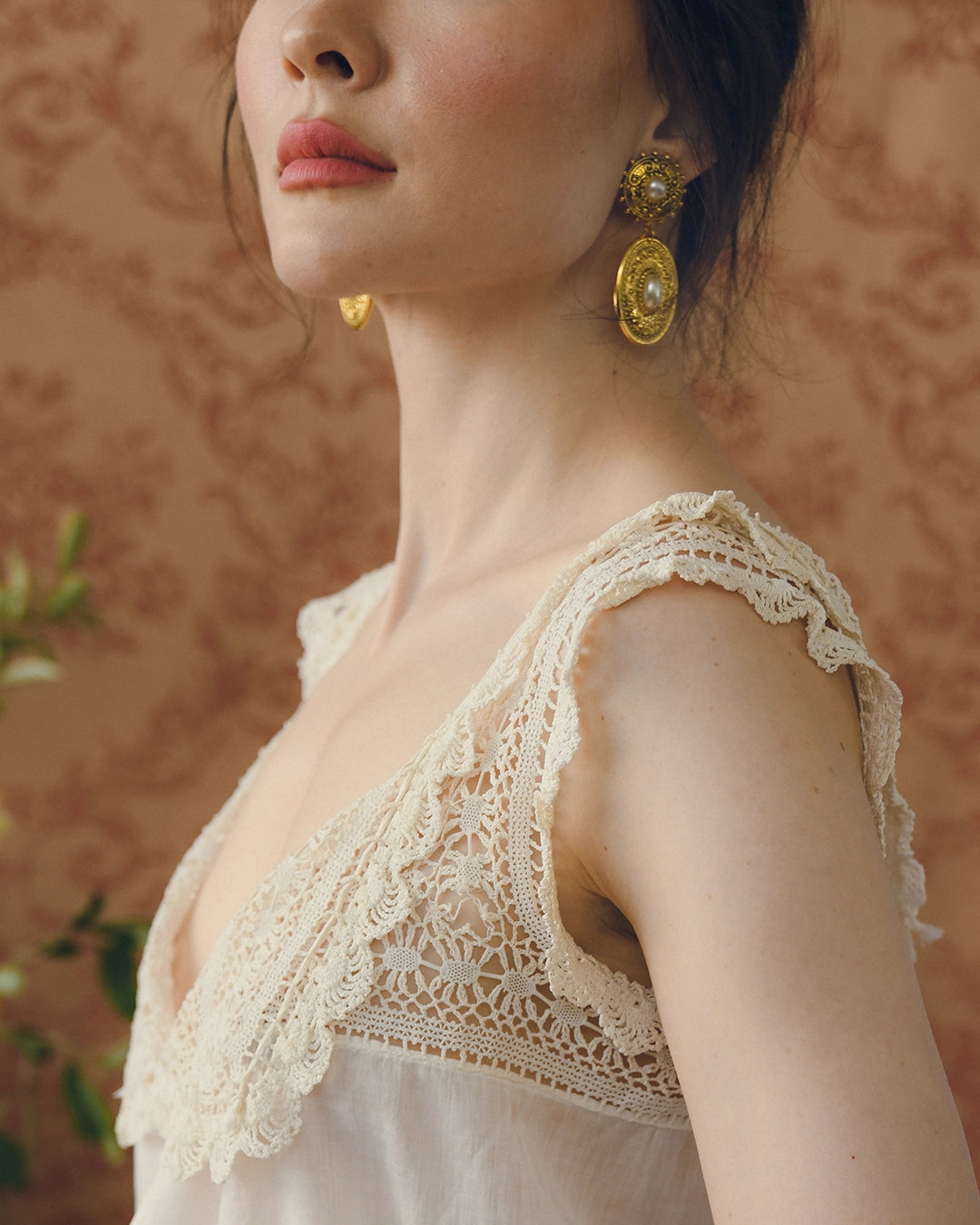 Vintage Pearl-Set Baroque Revival Drop Earrings
