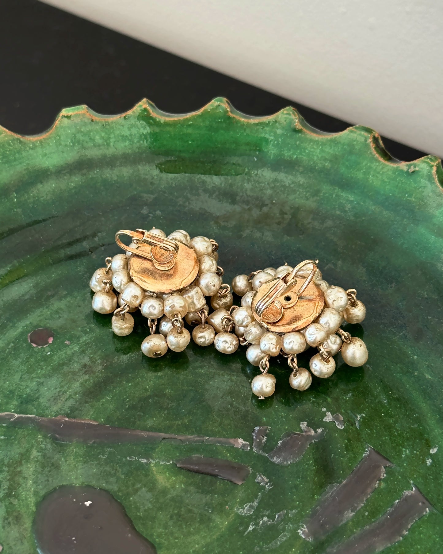 Vintage 1960s Pearl Cascade Cluster Earrings