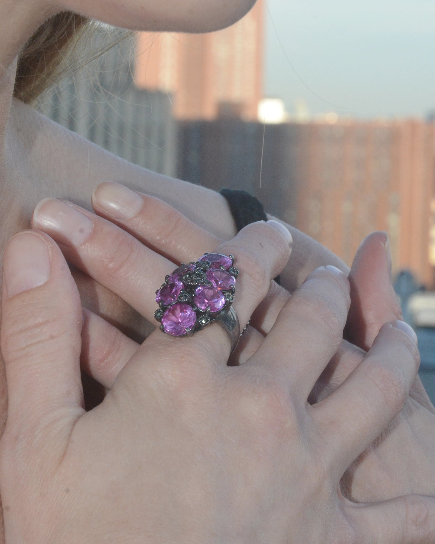 Vintage Pink Topaz Cocktail Ring