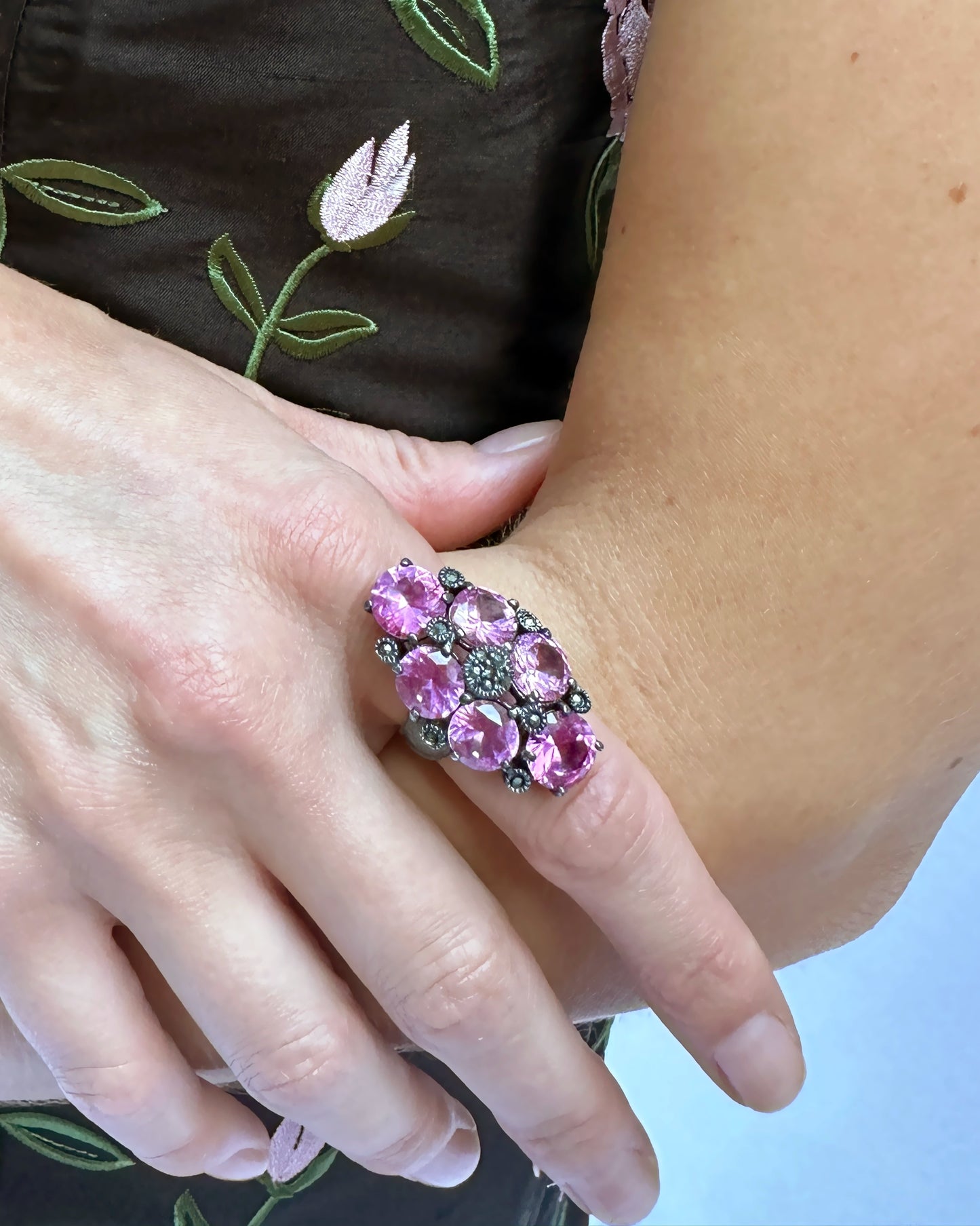 Vintage Pink Topaz Cocktail Ring