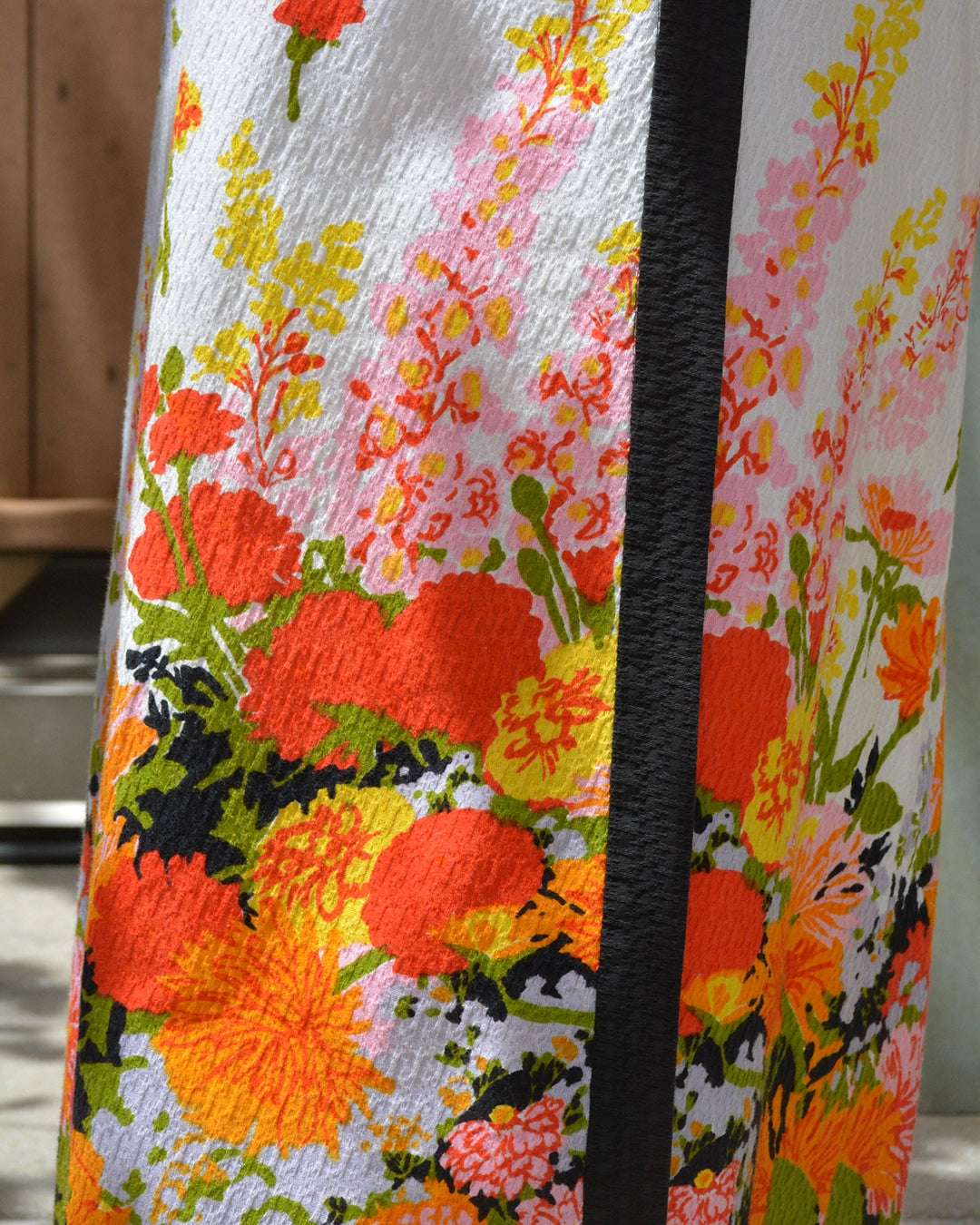 Vintage Printed Floral Cotton Pique Wrap Skirt