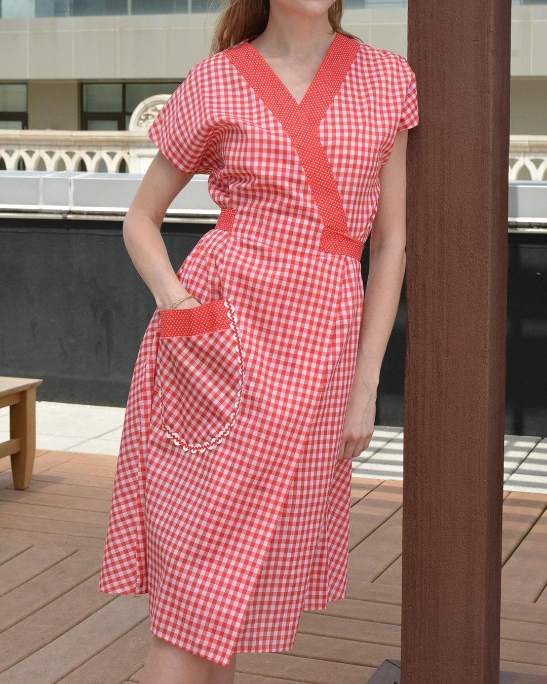 Vintage Red Gingham Wrap Dress Vintage Red Gingham Wrap Dress