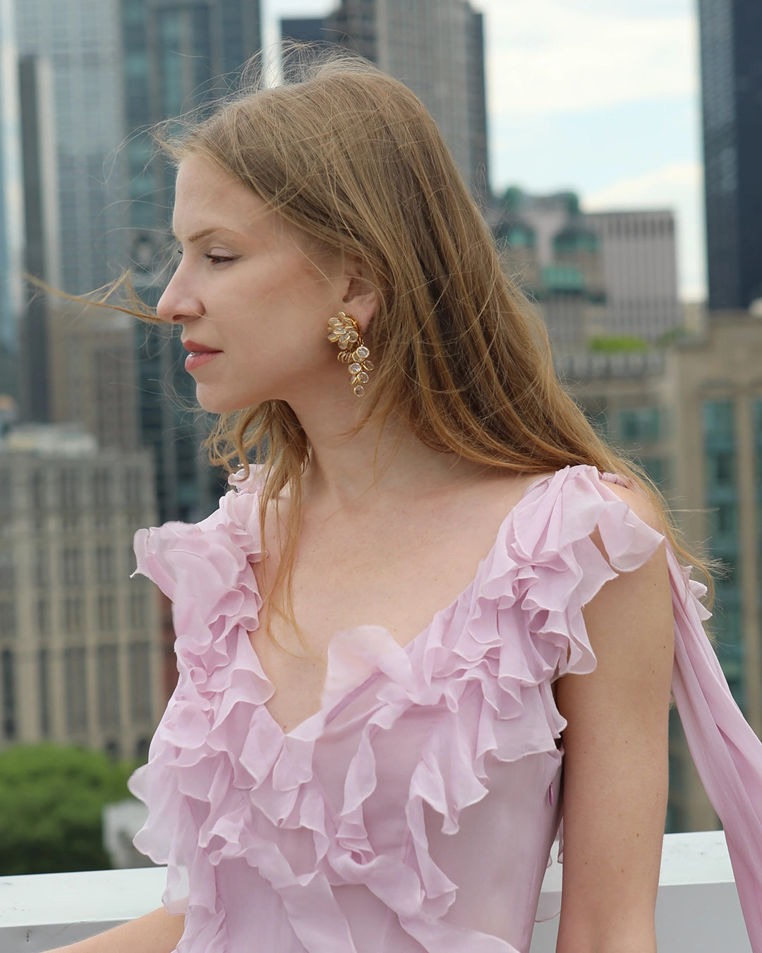 Vintage Rose-Cut Crystal Cascade Earrings