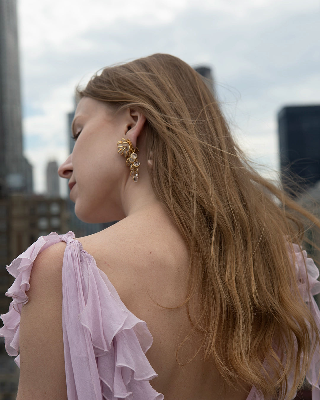 Vintage Rose-Cut Crystal Cascade Earrings