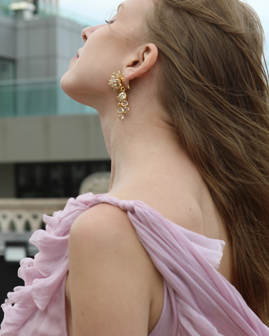 Vintage Rose-Cut Crystal Cascade Earrings