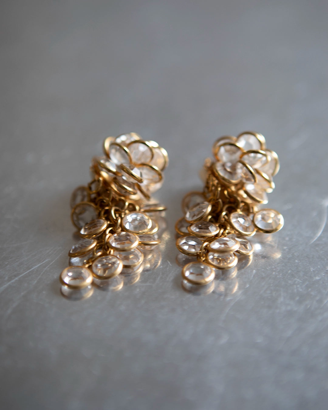 Vintage Rose-Cut Crystal Cascade Earrings