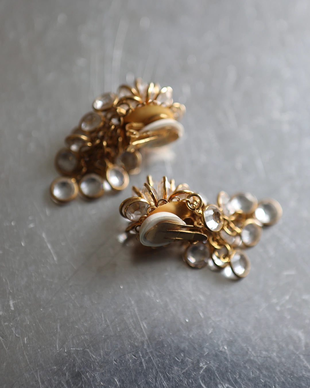 Vintage Rose-Cut Crystal Cascade Earrings