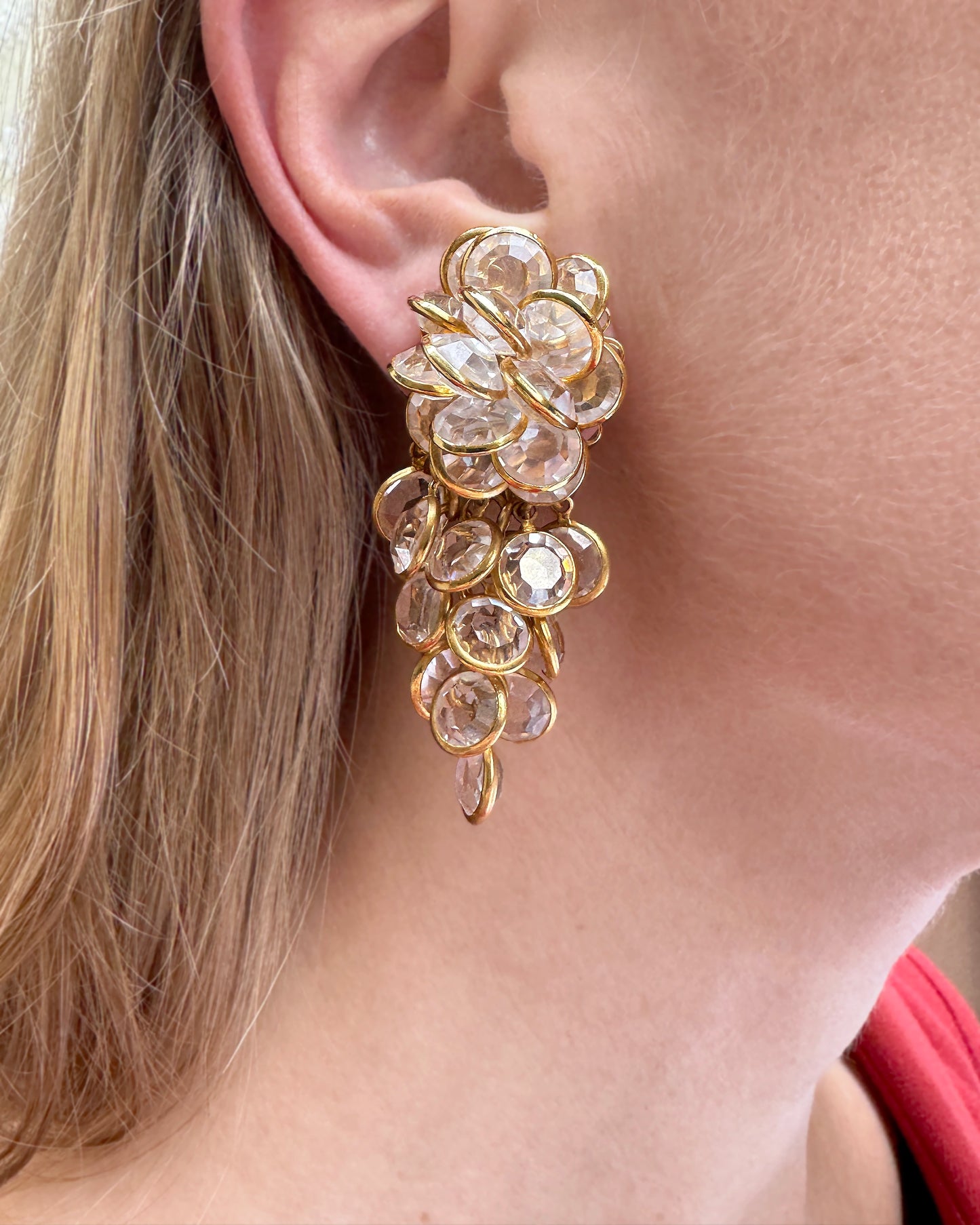 Vintage Rose-Cut Crystal Cascade Earrings