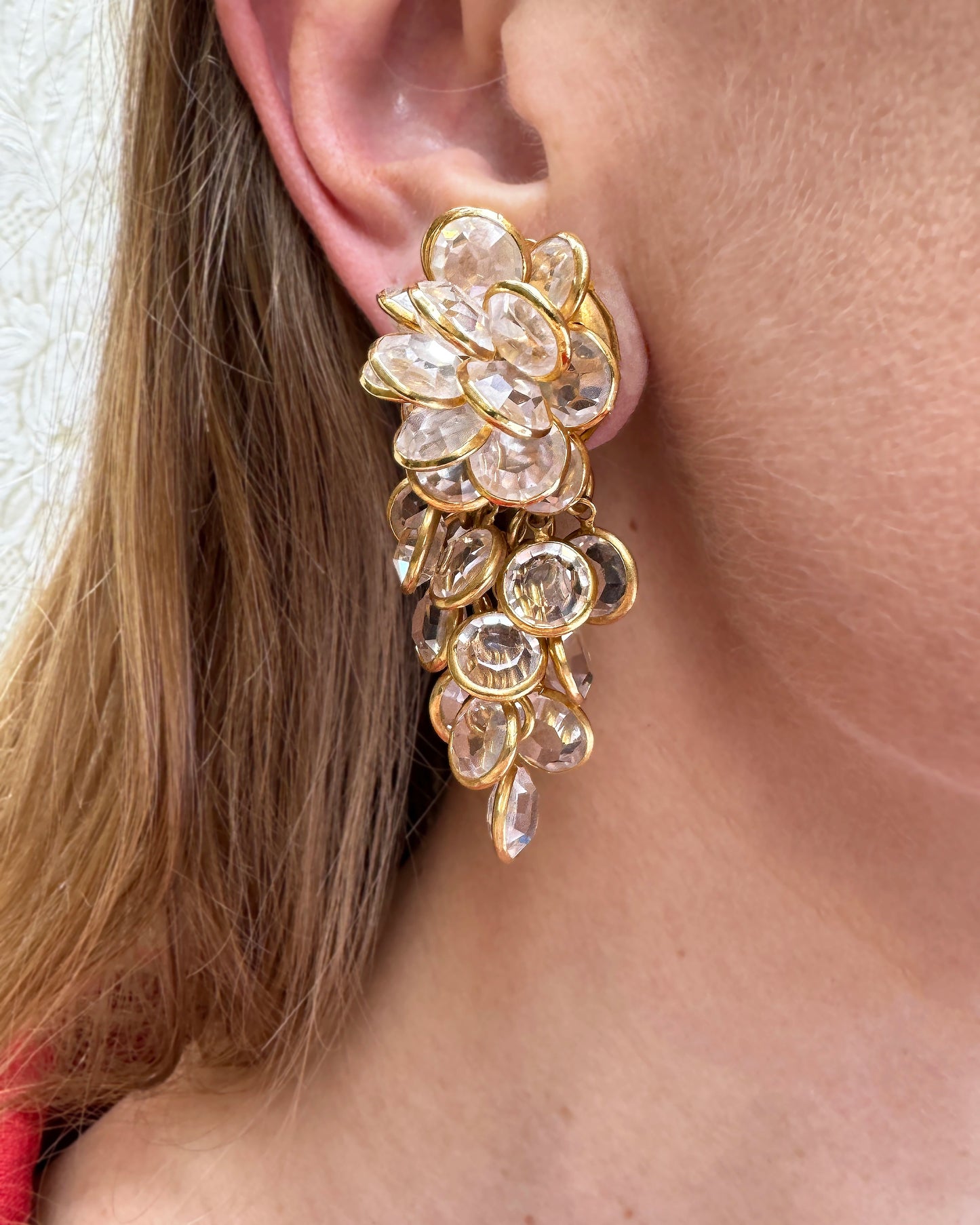 Vintage Rose-Cut Crystal Cascade Earrings