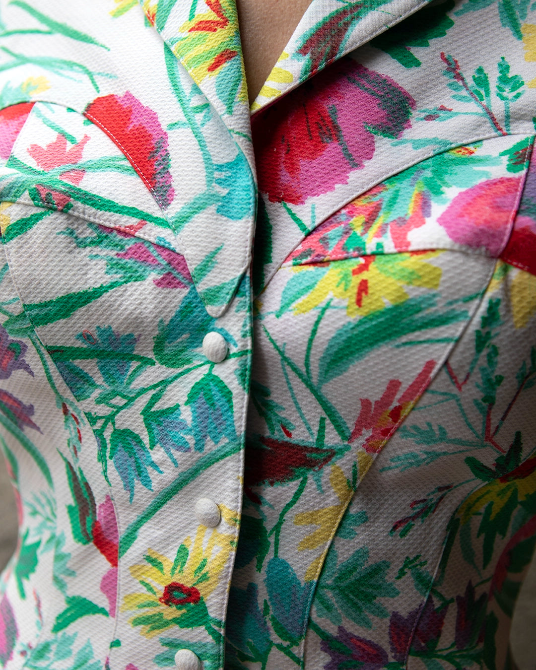 Vintage Thierry Mugler Floral Pique Skirt Suit