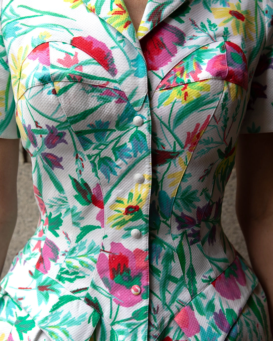 Vintage Thierry Mugler Floral Pique Skirt Suit