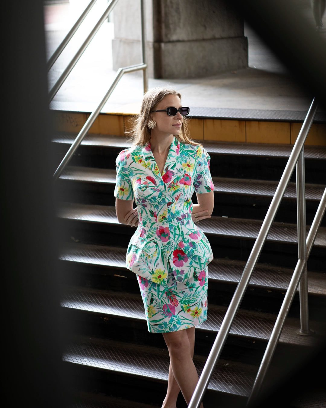 Vintage Thierry Mugler Floral Pique Skirt Suit