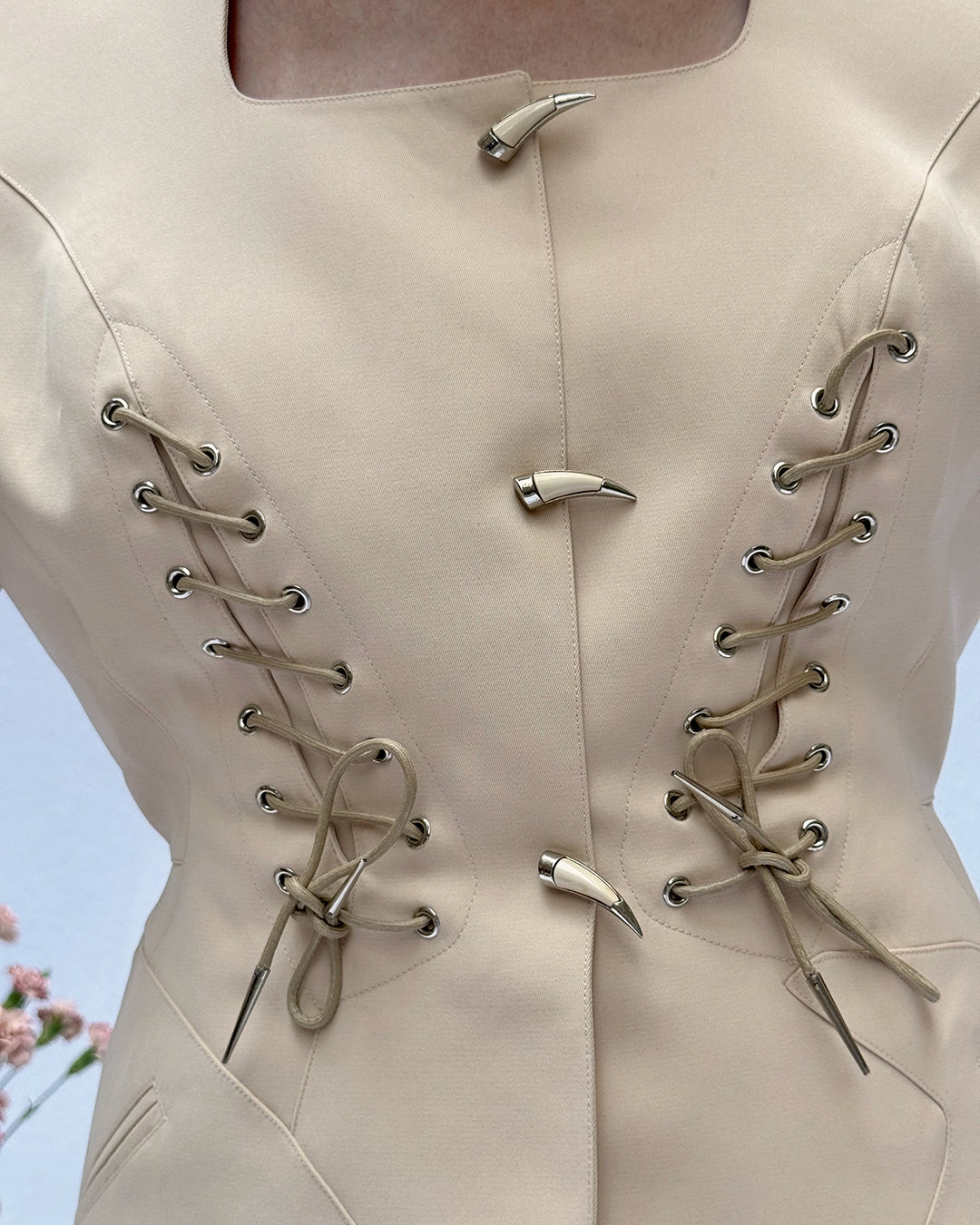 Vintage Thierry Mugler Spring 1992 "LES COWBOYS" Lace-up Jacket + Skirt Suit