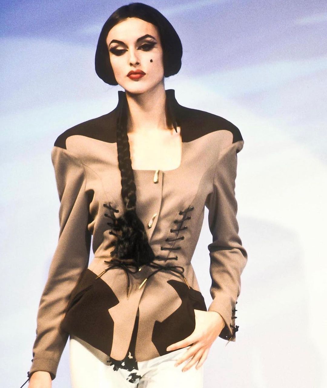 Vintage Thierry Mugler Spring 1992 "LES COWBOYS" Lace-up Jacket + Skirt Suit