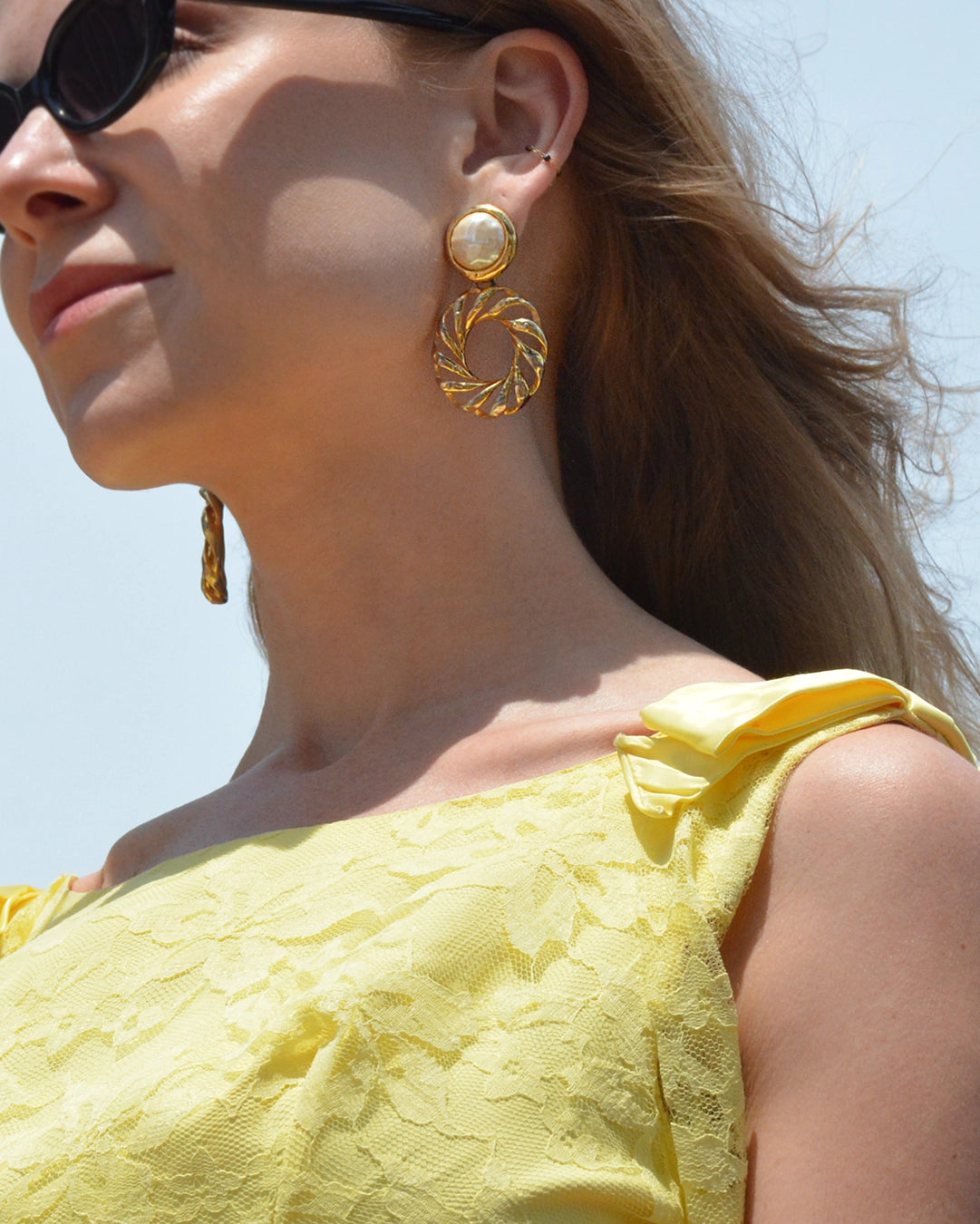Vintage Twisted Gold And Pearl Drop Earrings