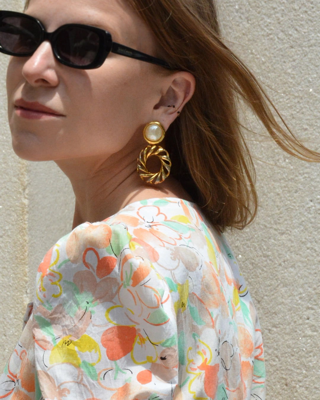 Vintage Twisted Gold And Pearl Drop Earrings