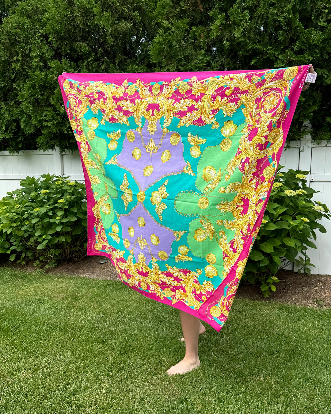 Vintage Valditevere Firenze Baroque Shell Print Pareo/Scarf
