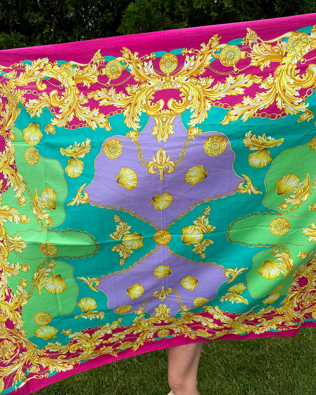 Vintage Valditevere Firenze Baroque Shell Print Pareo/Scarf