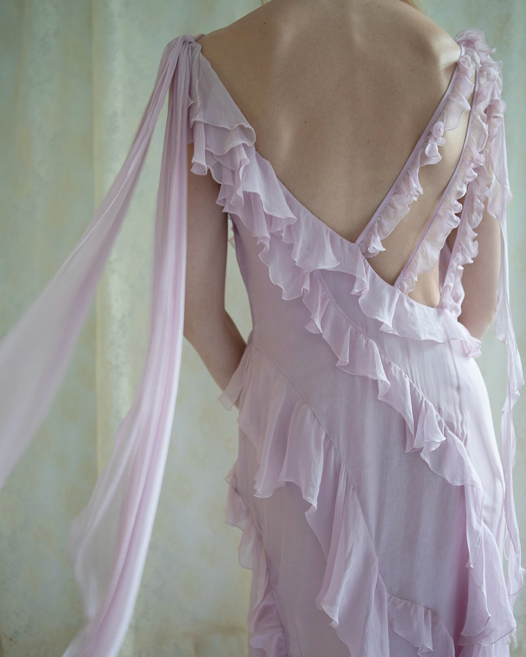 Vintage Versace Spring 2004 Silk Chiffon Ruffle Dress
