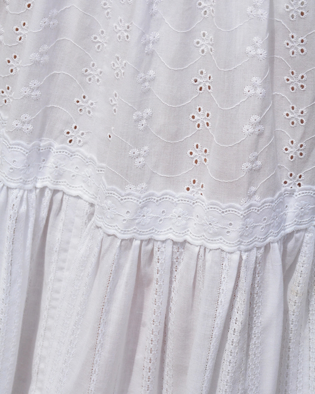 Vintage White Eyelet Tiered Maxiskirt