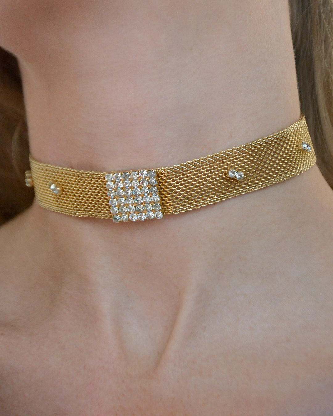 Vintage Art Deco Gold Mesh Collar Choker