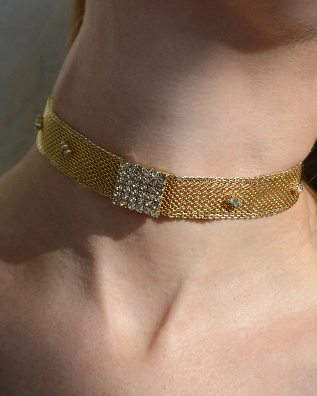 Vintage Art Deco Gold Mesh Collar Choker