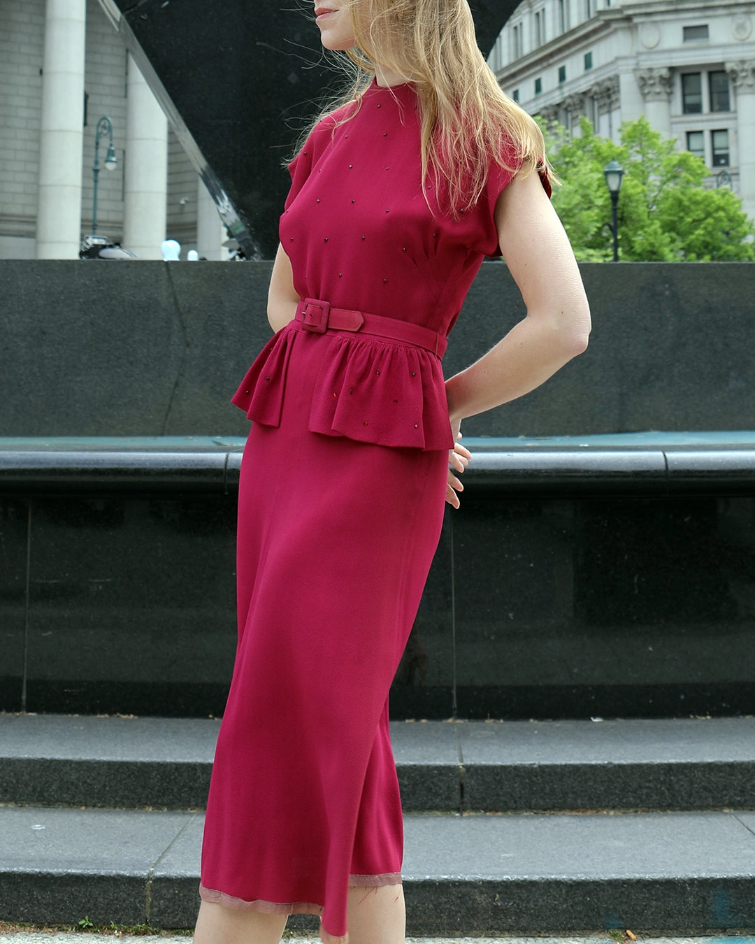 Vintage 1940s Embellished Peplum Dress Vintage 1940s Embellished Peplum Dress
