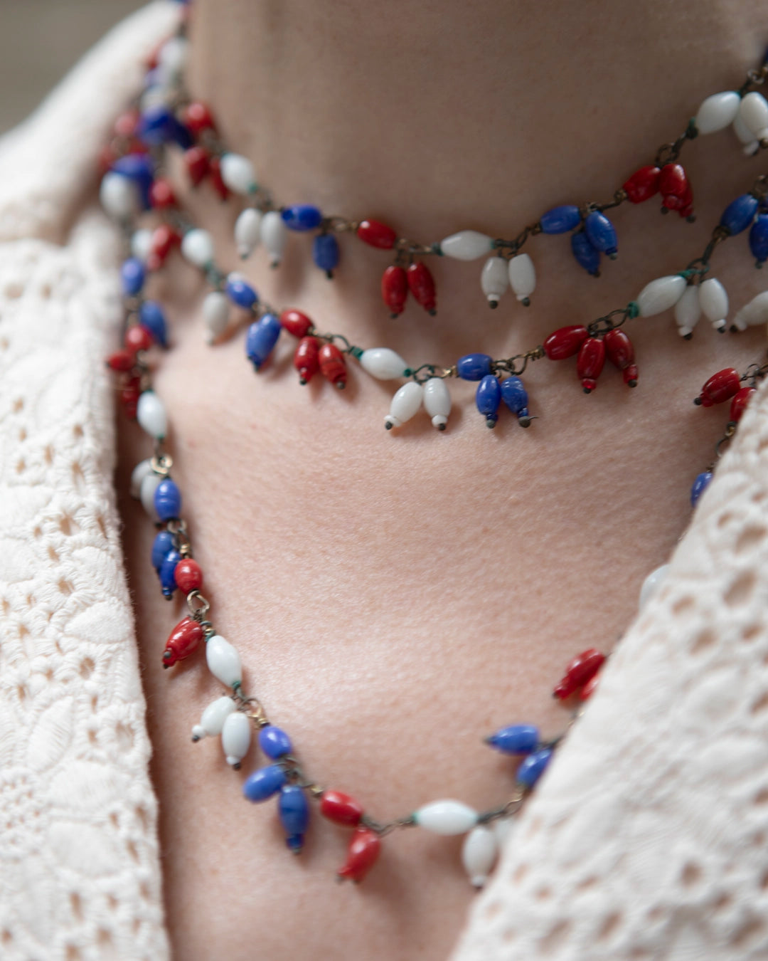 Vintage 1940s Hand-Strung Glass Bead Fringe Necklace