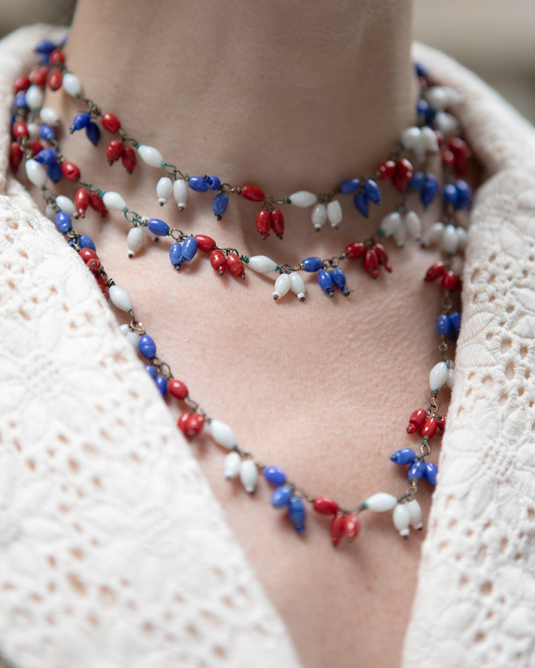 Vintage 1940s Hand-Strung Glass Bead Fringe Necklace