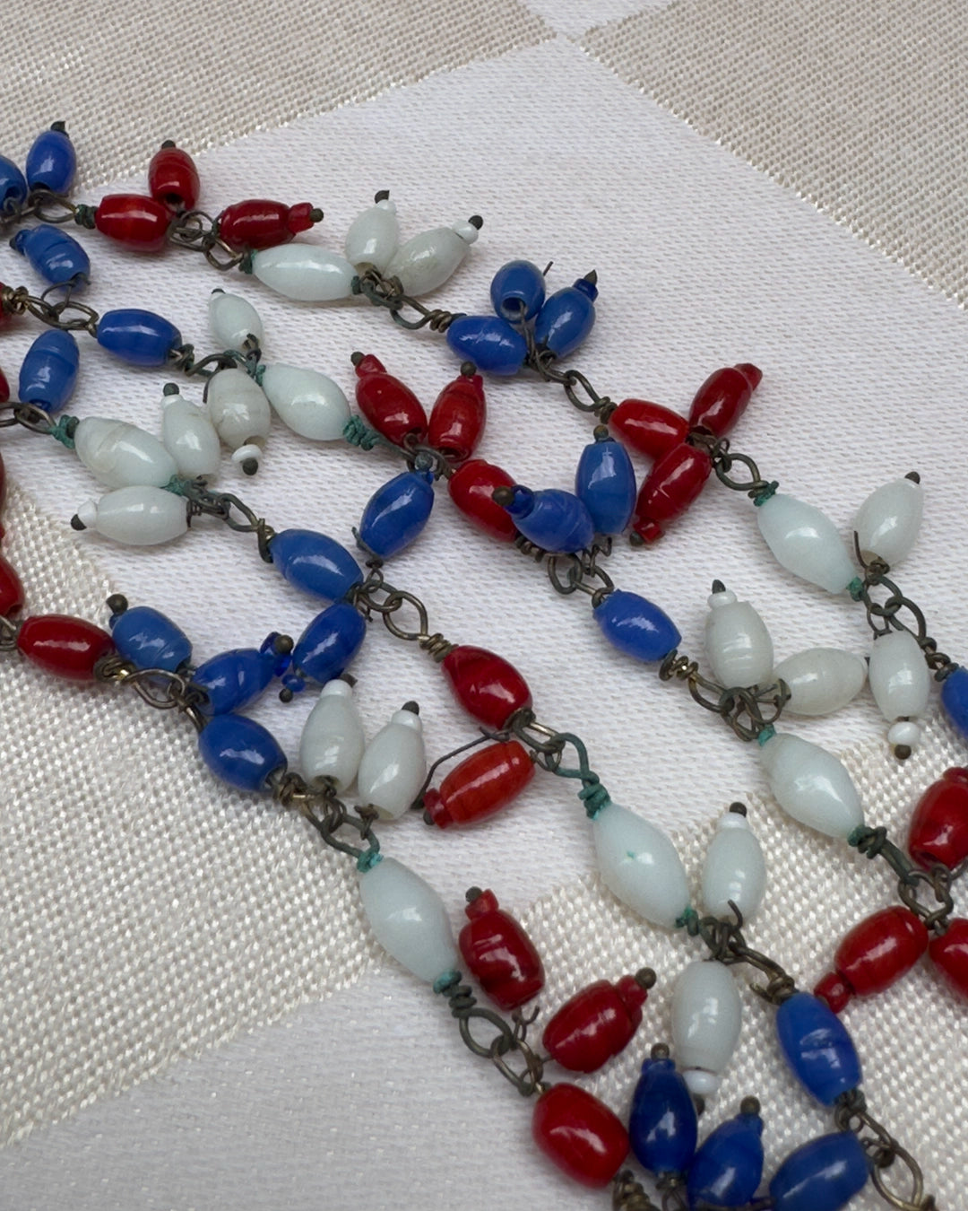 Vintage 1940s Hand-Strung Glass Bead Fringe Necklace