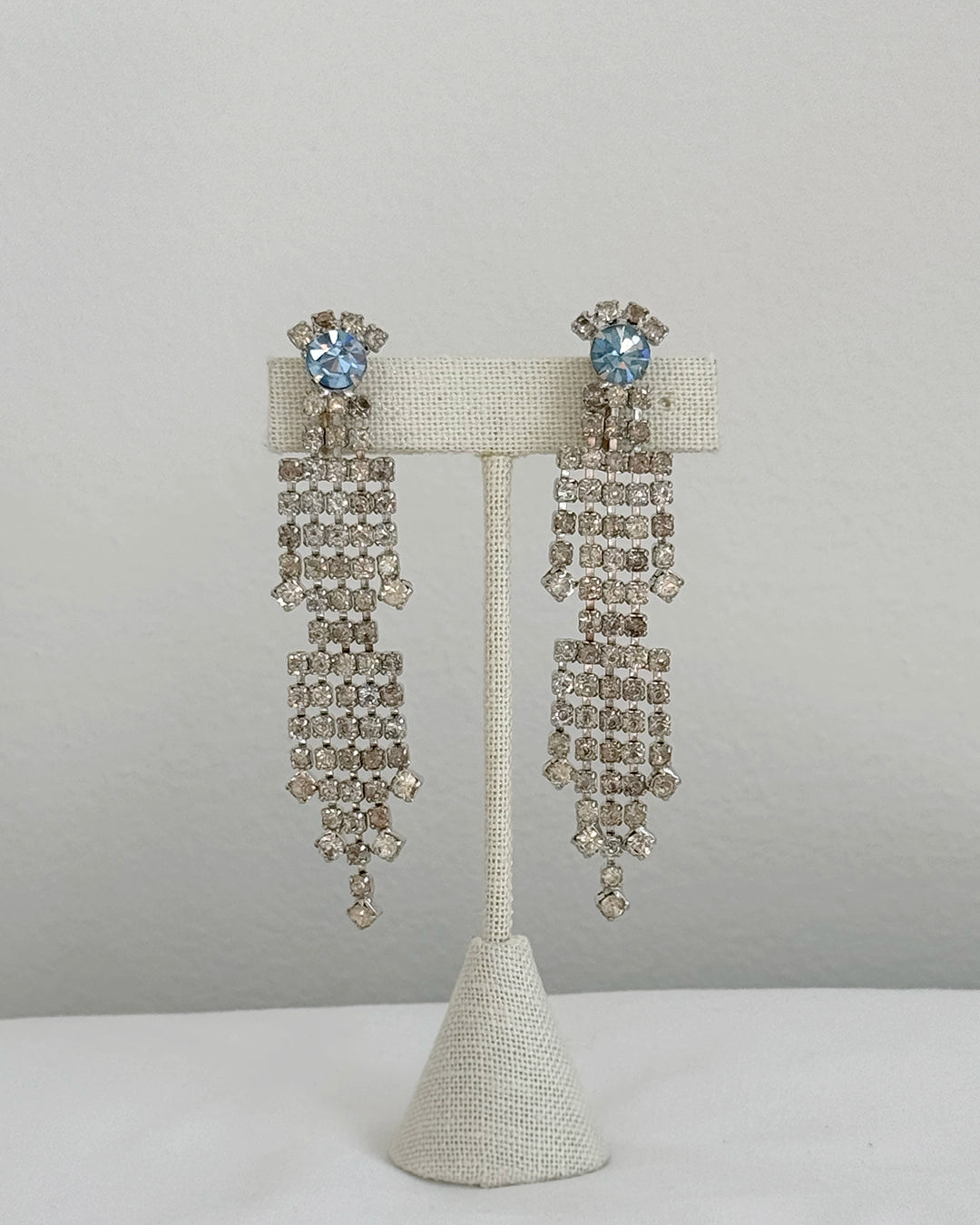 Vintage 1950s Diamanté Waterfall Chandelier Earrings