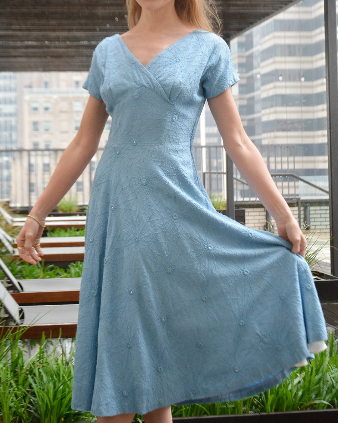 Vintage 1950s Embroidered Fit and Flare Dress