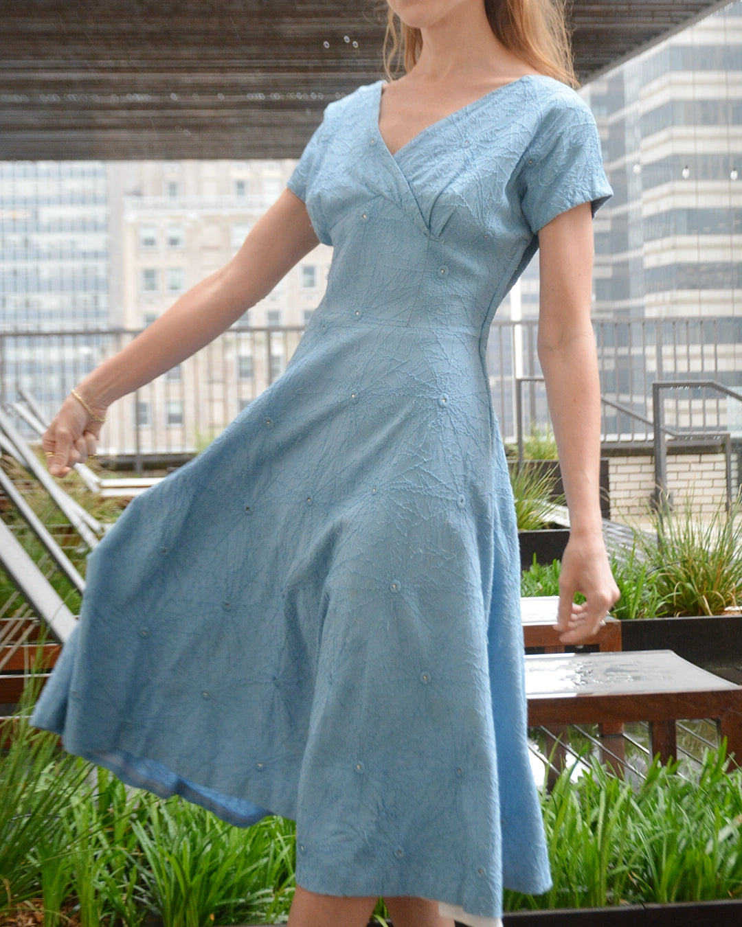 Vintage 1950s Embroidered Fit and Flare Dress