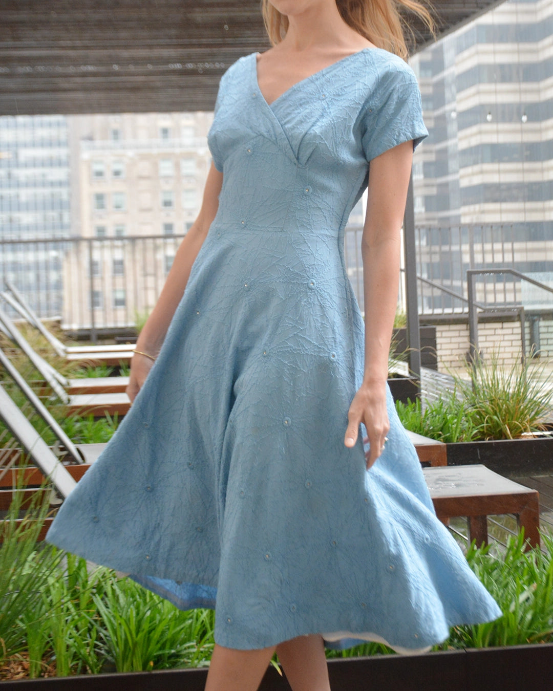 Vintage 1950s Embroidered Fit and Flare Dress