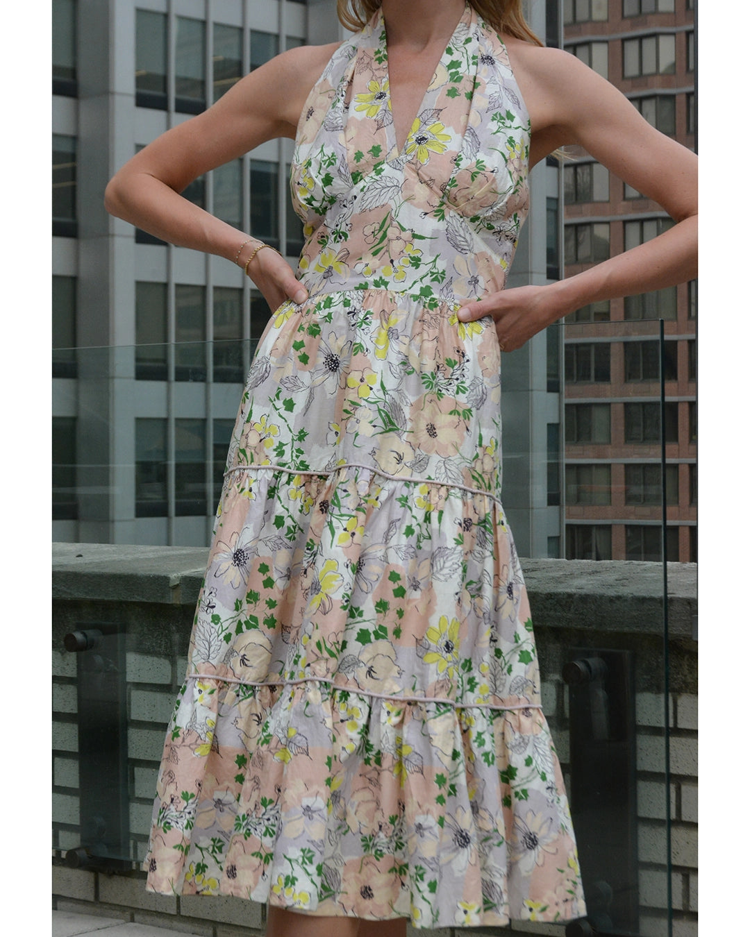Vintage 1950s Floral Print Halter Sundress