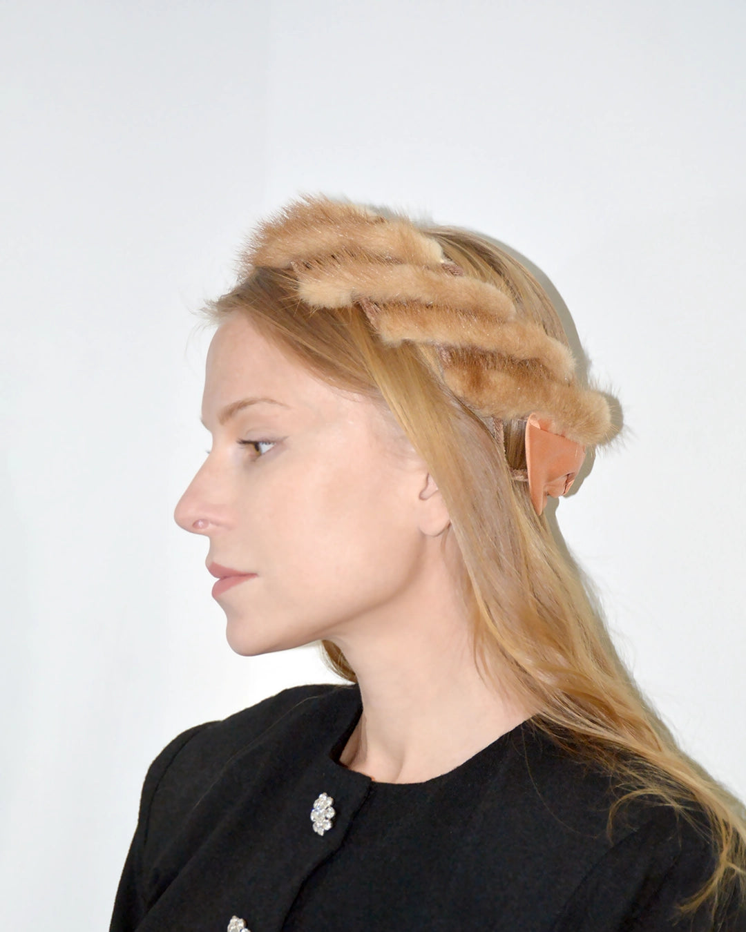 Vintage 1950s Mink Fascinator Headband