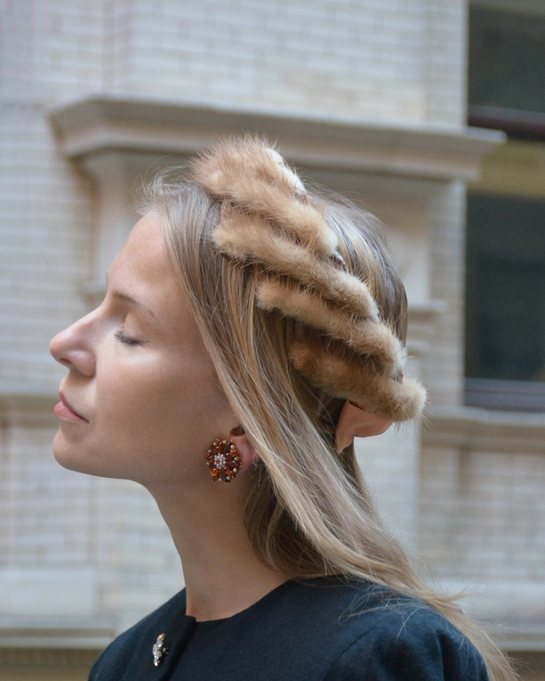 Vintage 1950s Mink Fascinator Headband