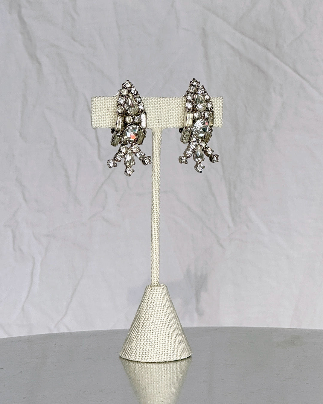 Vintage 1950s Oblong Diamanté Earclips